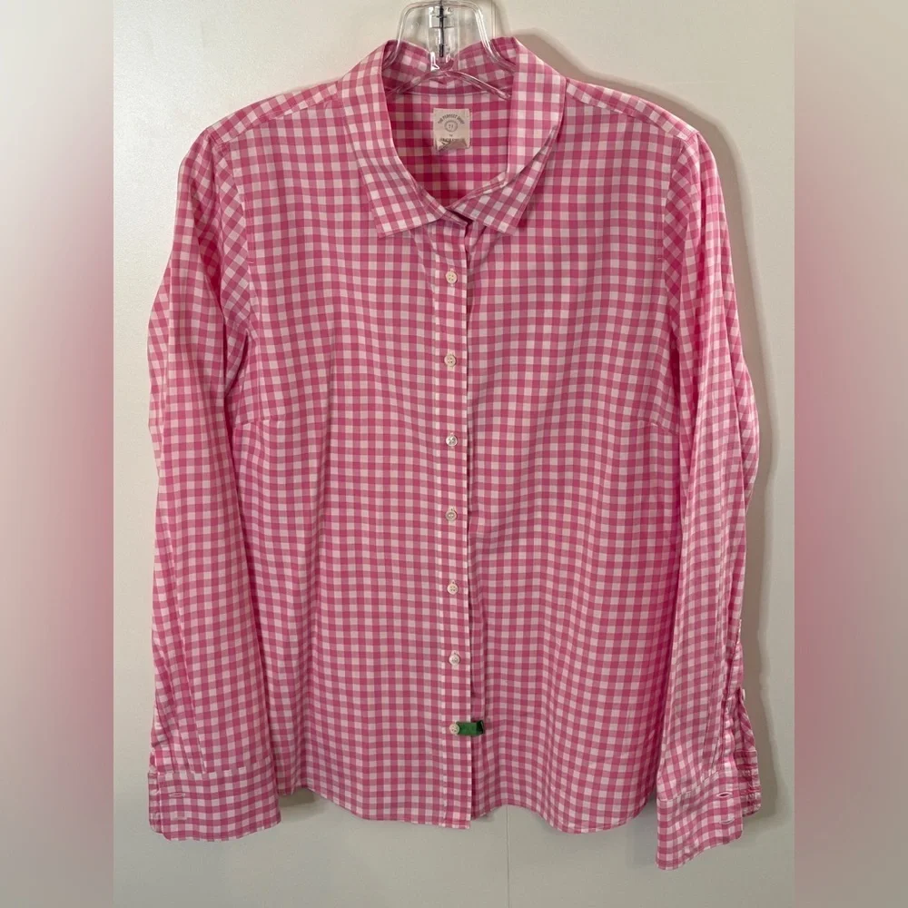 ๐J. Crew โThe Perfect Shirtโ Pink Checked Pintuck Fitted Button Down | 8 - Picture 1 of 4